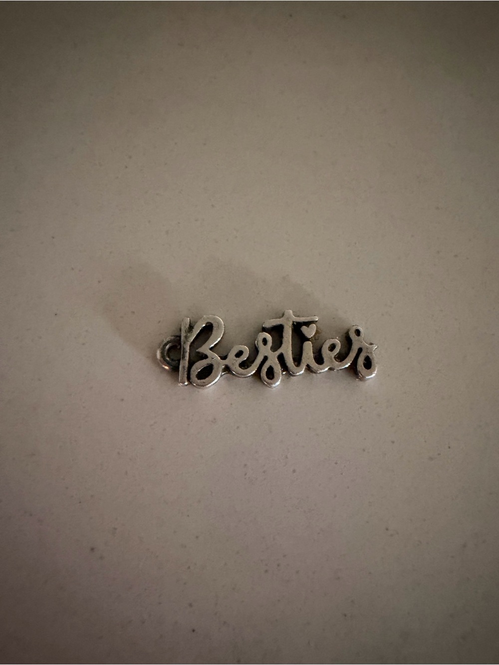 Besties Script Charm - Silver Tone
